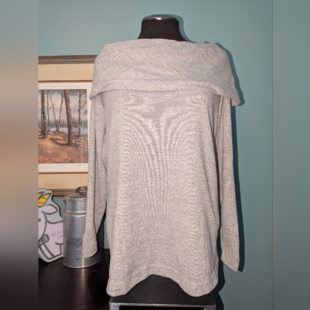 Haven Well Within Cowl Neck Knit Tunic, Size Medium, Gray